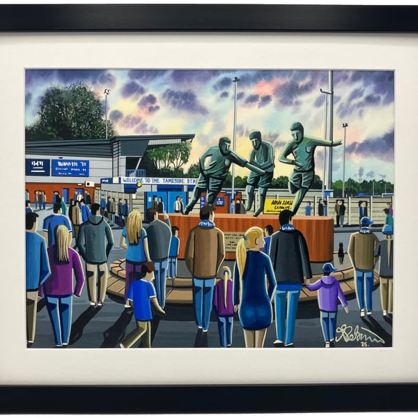 Curzon Ashton, Tameside Football Stadium Art Print 14" x 11" Frame 