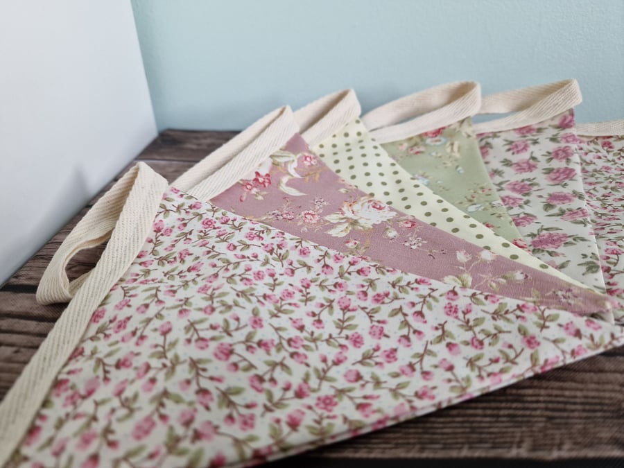 Vintage Style Floral Double Sided Handmade Fabric Bunting