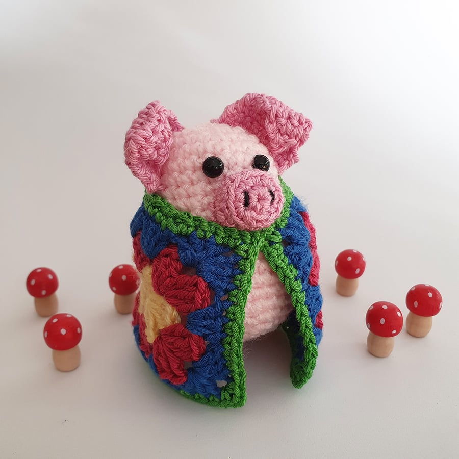 Pig in a Crochet Blanket