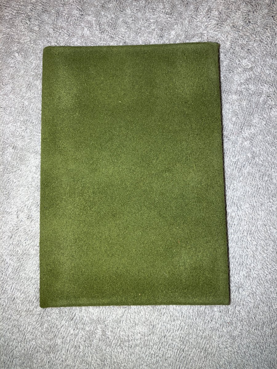 A6: Softcover - Olive Green Suede Leather bound Notebook - FREE SHIPPING