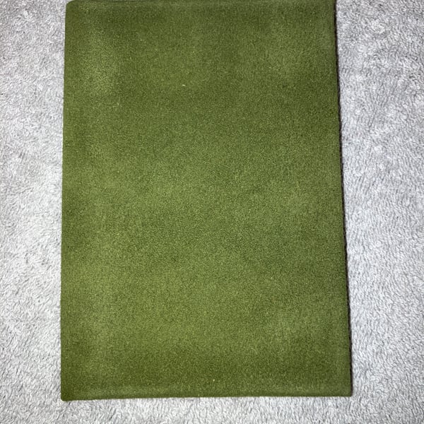A6: Softcover - Olive Green Suede Leather bound Notebook - FREE SHIPPING