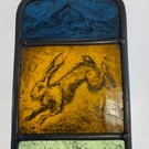 Running hare stained glass light catcher
