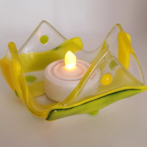 Small Fused Glass Candle Holder