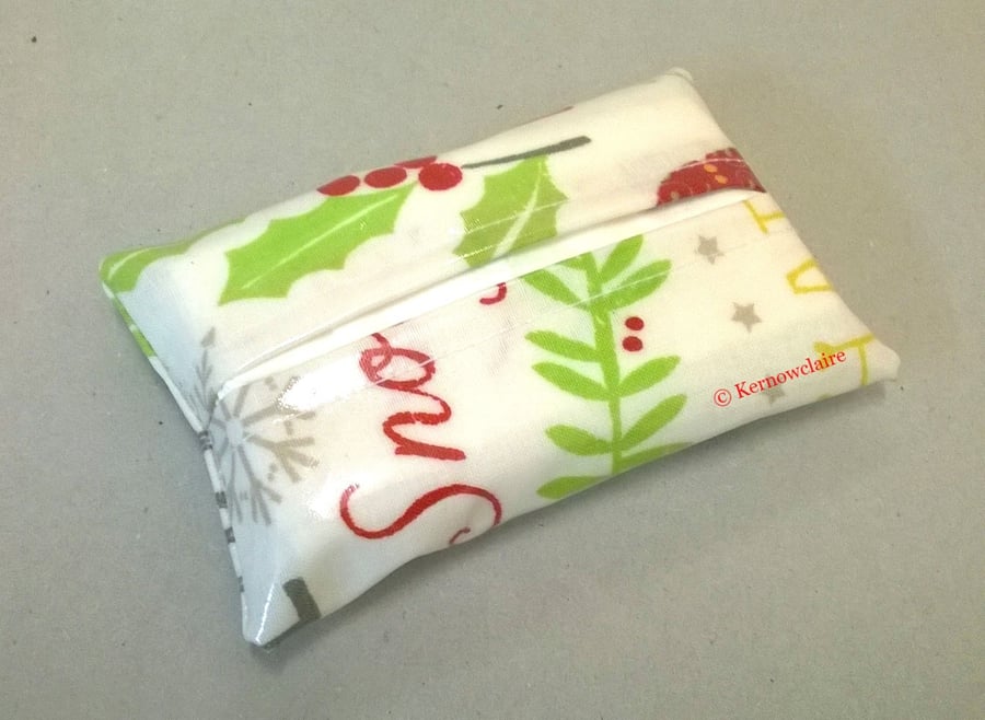 Christmas tissue holder with tissues 
