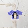 Purple Penguin Beaded Christmas Jumper Decoration Charm