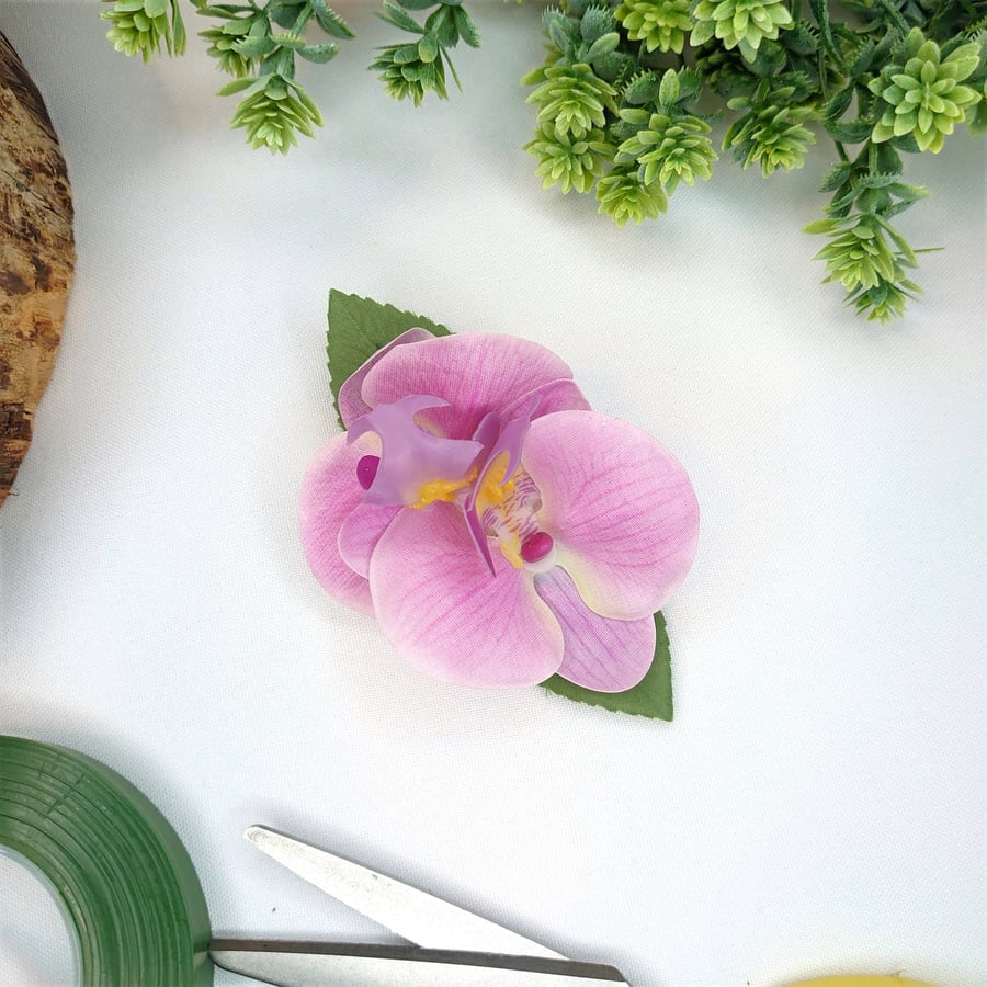 Pink Phalaenopsis Orchid Hair Clip