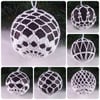 Christmas baubles boxed set of 6 large decorated with crochet lace (A22)