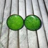 15mm green stud earrings in enamelled copper 260