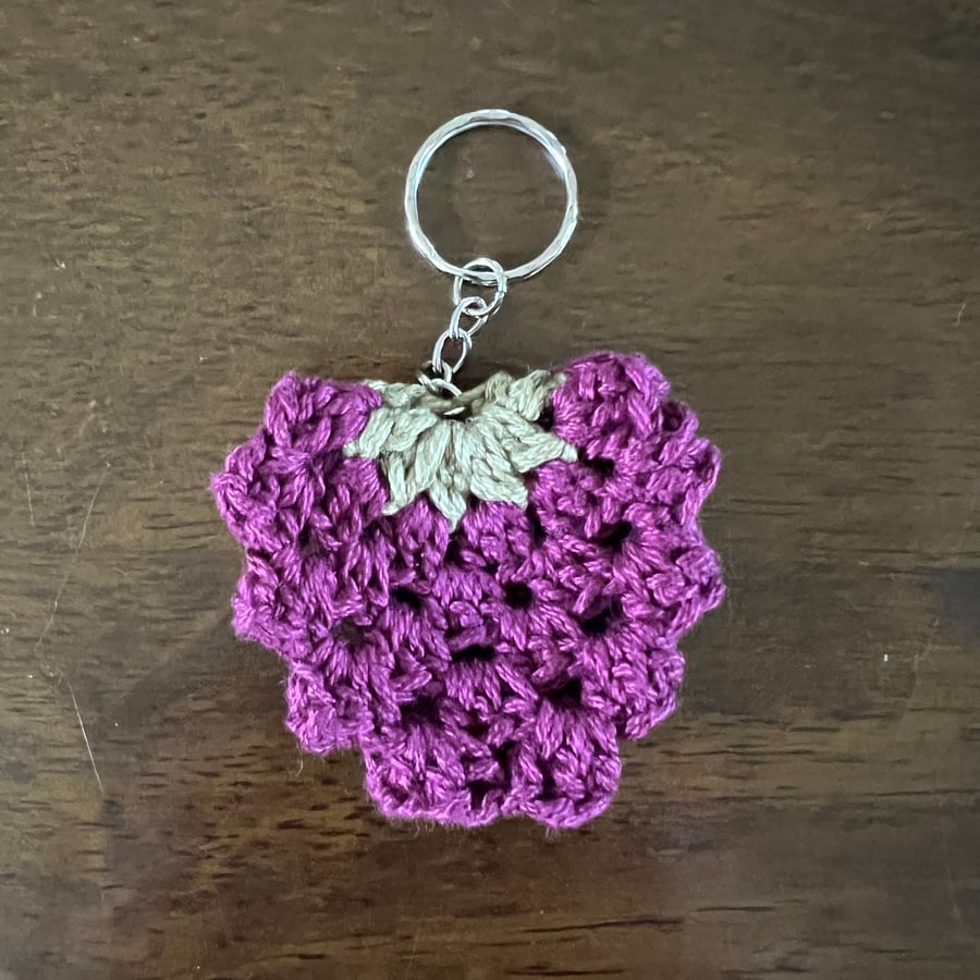 Handmade Blackberry Crochet Keyring 