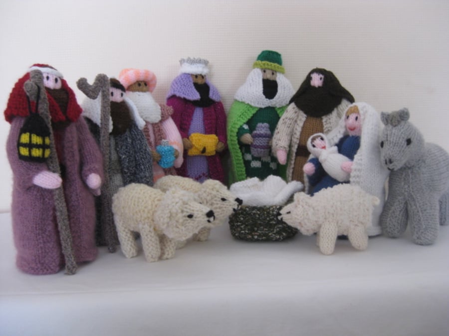 Hand Knitted Nativity Set in Gift Box
