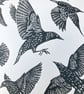 Starlings one-colour A2 linocut screen-print - Image 3