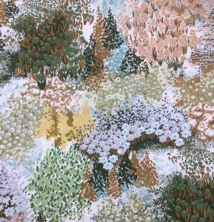 Pretty Green Wild Flower Meadow Hilary Jonelle Vintage Fabric Lampshade option