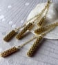 Long dangle gold plated earrings, Handmade bead-woven jewellery  - Image 5