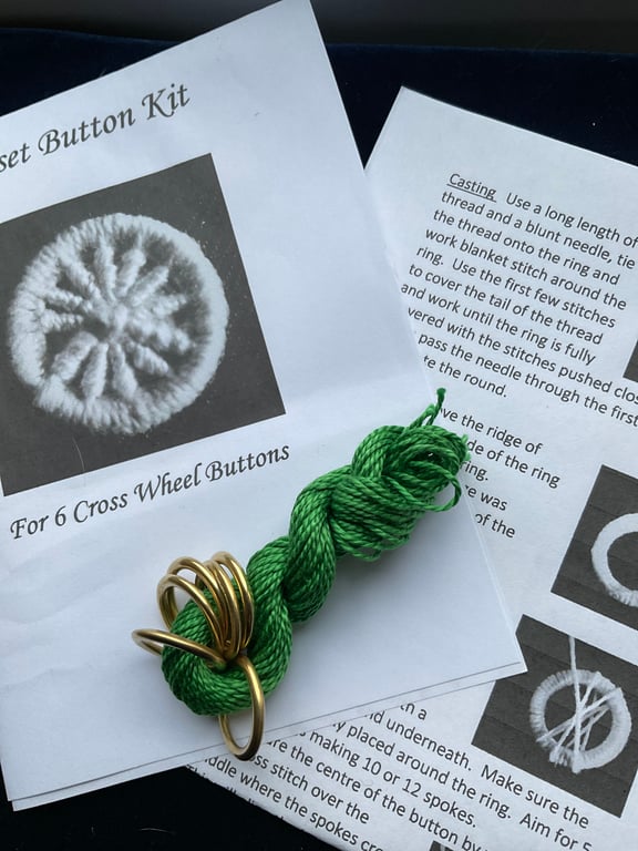 Kit to Make 6 x Dorset Cross Wheel Buttons, Emerald 