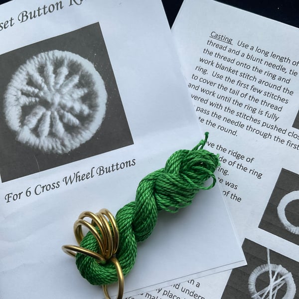 Kit to Make 6 x Dorset Cross Wheel Buttons, Emerald 