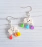 Clouds with rainbow rain drops drop earrings  - Image 4