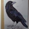 Crow Embroidered Portrait Greetings Card