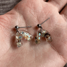 Preserved abalone seashell earrings, handmade small resin earrings, gift for her