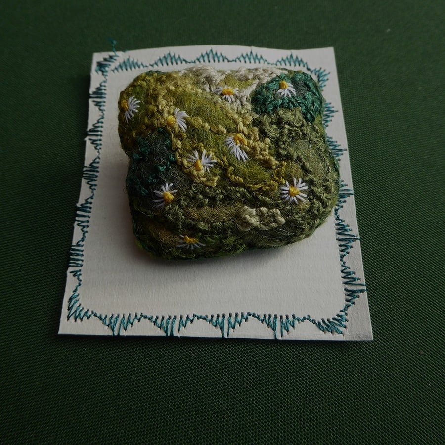 embroidered felted brooch