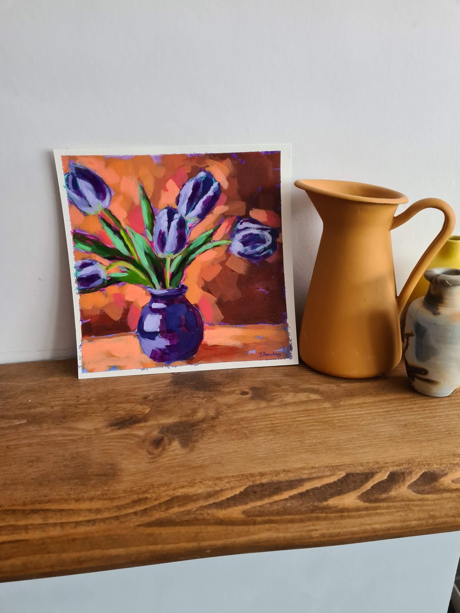 Original tulip flower painting acrylic on quality paper