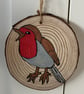 Set of 4 Robin Hand Drawn Wood Slice Decorations - Free P&P - Image 9