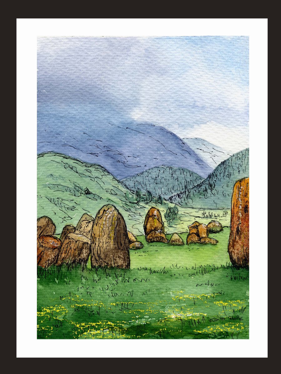 Cumbria Castlerigg Standing Stones Circle Original Watercolour
