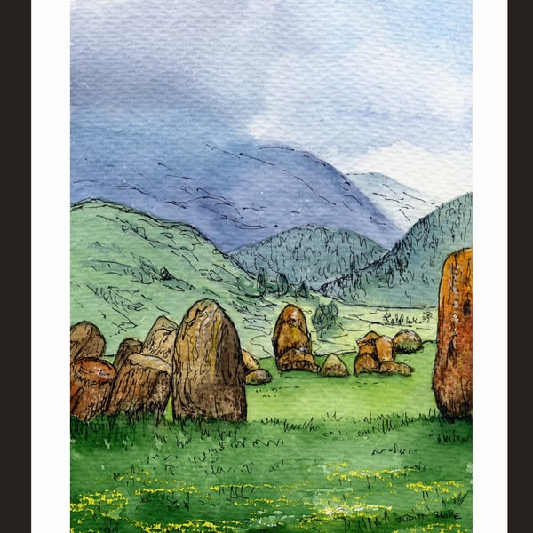 Cumbria Castlerigg Standing Stones Circle Original Watercolour