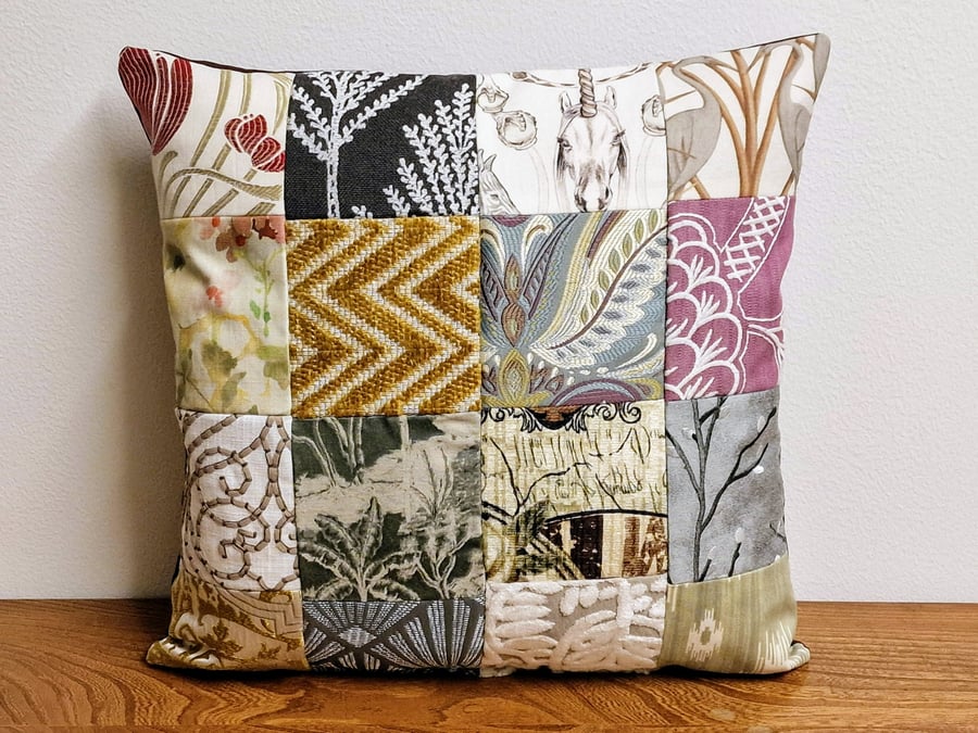 Handmade 45cm x 45cm patchwork cushion cover 