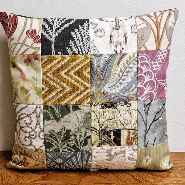 Handmade 45cm x 45cm patchwork cushion cover 