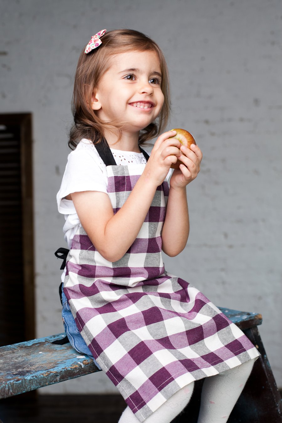 Gingham Kids Apron, Baking Aprons, Women's Aprons, Plaid Apron for Men