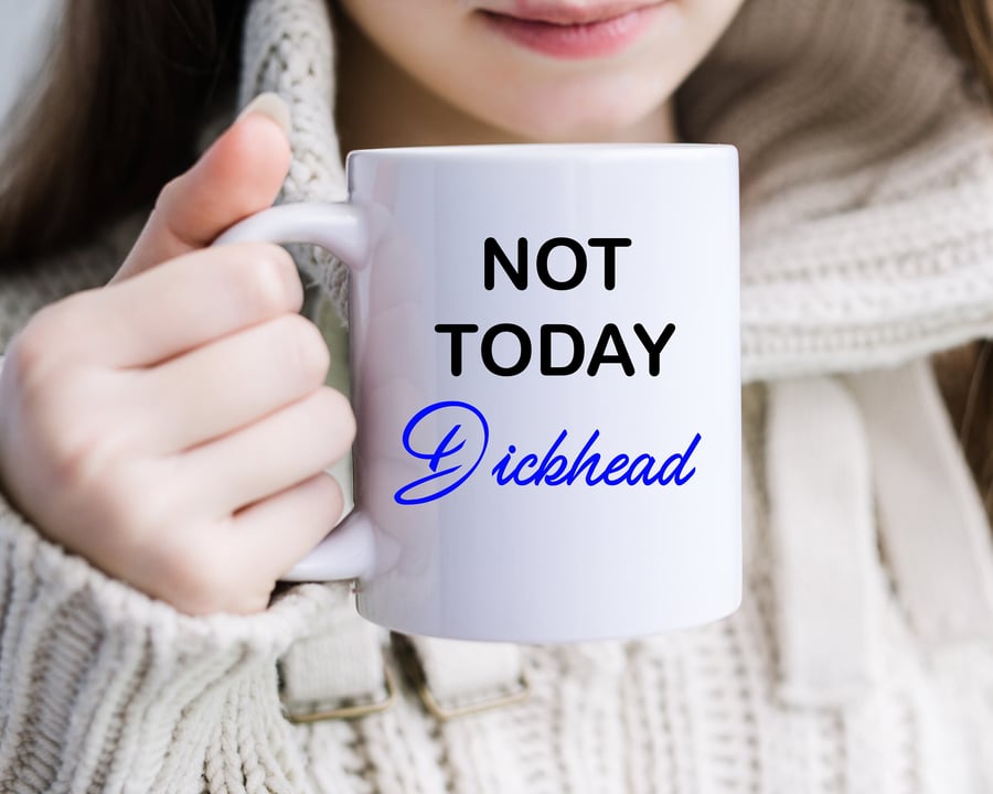 Personalised NOT TODAY DICKHEAD Mug - Tea - Coffee Cup - Various Colours