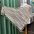Mohair Handmade Asymmetrical Triangle Lace Shawl in Soft Pastel Colours