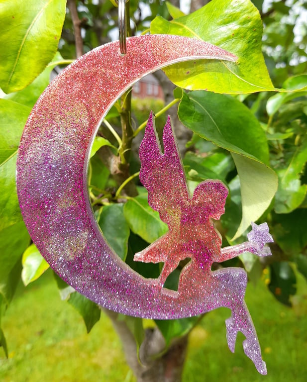 Pink and Purple Cute Fairy Resin Suncatcher Hanging Decoration