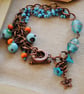 Turquoise & orange splash charm bracelet - Image 5