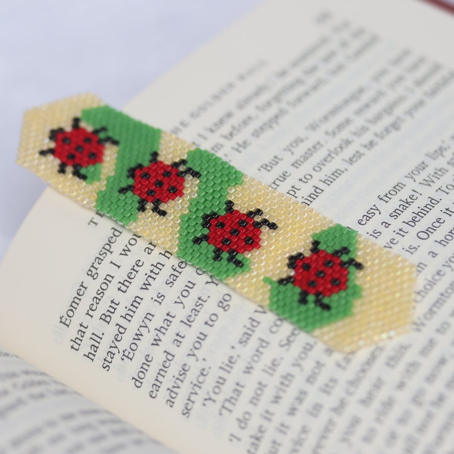 Little Beadwork Bookmark – Ladybirds 