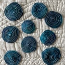 9 Free Motion Embroidered Blue Spiral Organza Embellishments Card Making 