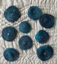 9 Free Motion Embroidered Blue Spiral Organza Embellishments Card Making 