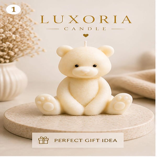 Luxury Teddy Bear Candle Handmade Soy Wax Candle Cute Aesthetic Gift Minimalist 