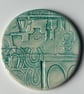 Textured Ceramic Plaque: Horse Shoe and Teacup