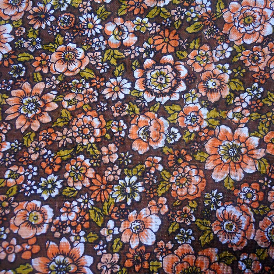  Vintage Fabric Orange Daisy  DIY cushion and craft 