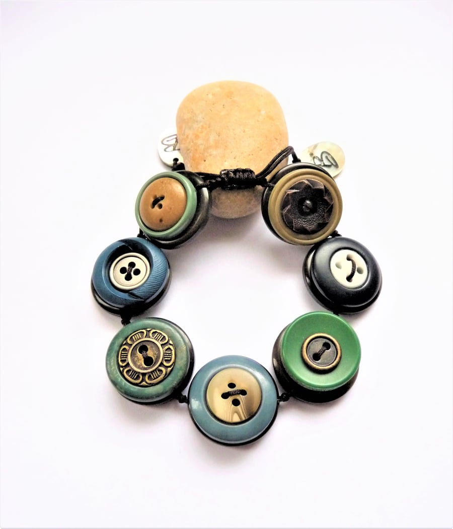 WAS 10.50 ,NOW 9.50 each Vintage Button Adjustable Bracelet