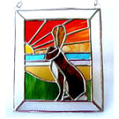 Sunset Hare Stained Glass Art Picture Suncatcher Handmade 014