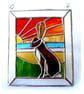 Sunset Hare Stained Glass Art Picture Suncatcher Handmade 014