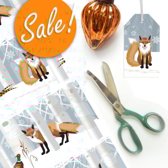 SALE: Fox & Pheasant Woodland Style Christmas Gift Wrap