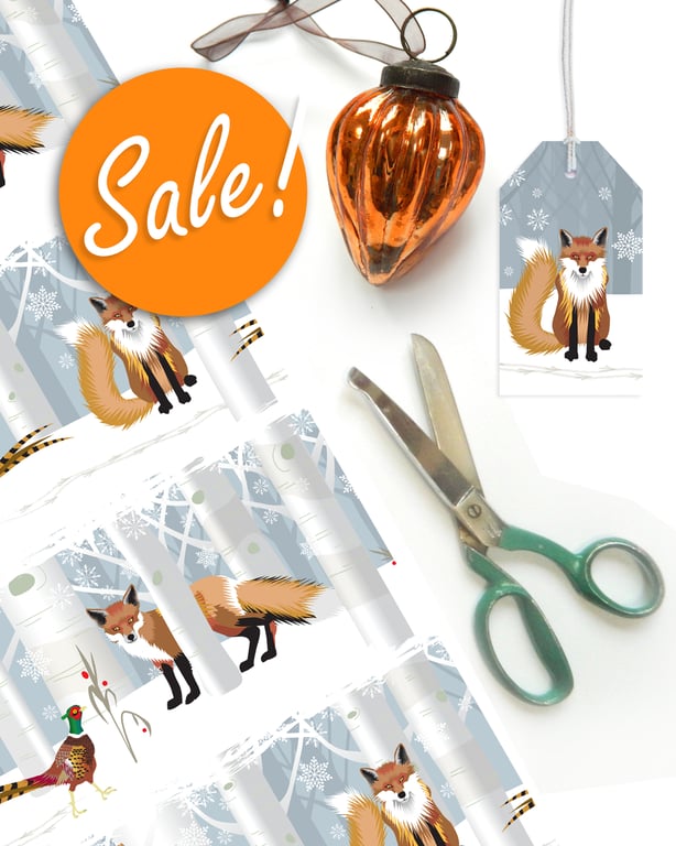 SALE: Fox & Pheasant Woodland Style Christmas Gift Wrap
