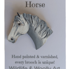 Grey Horse Brooch - Hand Painted & Varnished