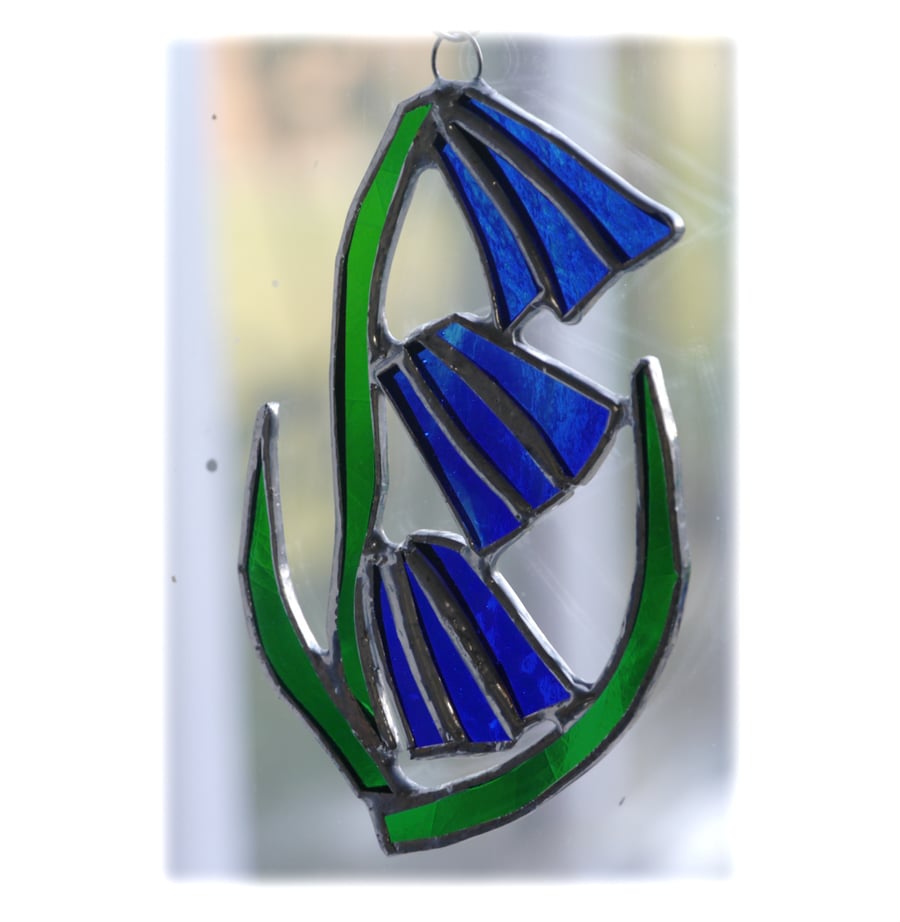 Bluebell Suncatcher Stained Glass Flower Blue 013