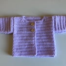 Lilac Newborn Cardigan, Handmade in the UK, Baby Shower Gift