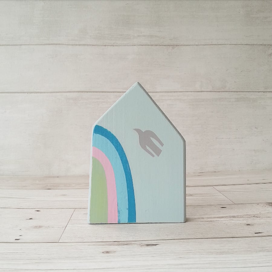 Wooden House, Rainbow House, House Ornament