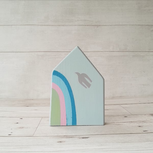 Wooden House, Rainbow House, House Ornament
